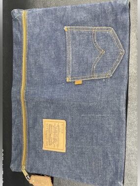 Vintage Levis Denim Bag Zip Pouch With Orange Label Tag